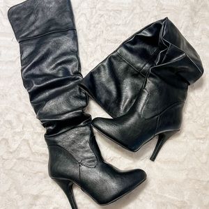Forever Thigh High “Pleather” Boot Heels